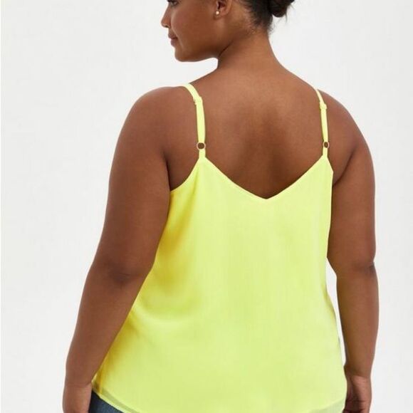 Torrid Sophie Chiffon Embroidered Swing Cami Top Plus Size 2 2X 18 20 Sunny Lime - Picture 2 of 9